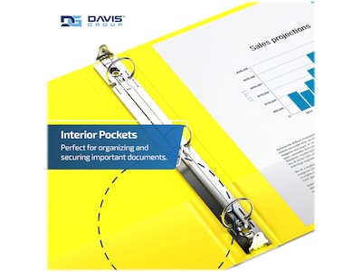 Davis Group Premium Economy 3" 3-Ring Non-View Binders, Yellow, 6/Pack (2314-05-06)