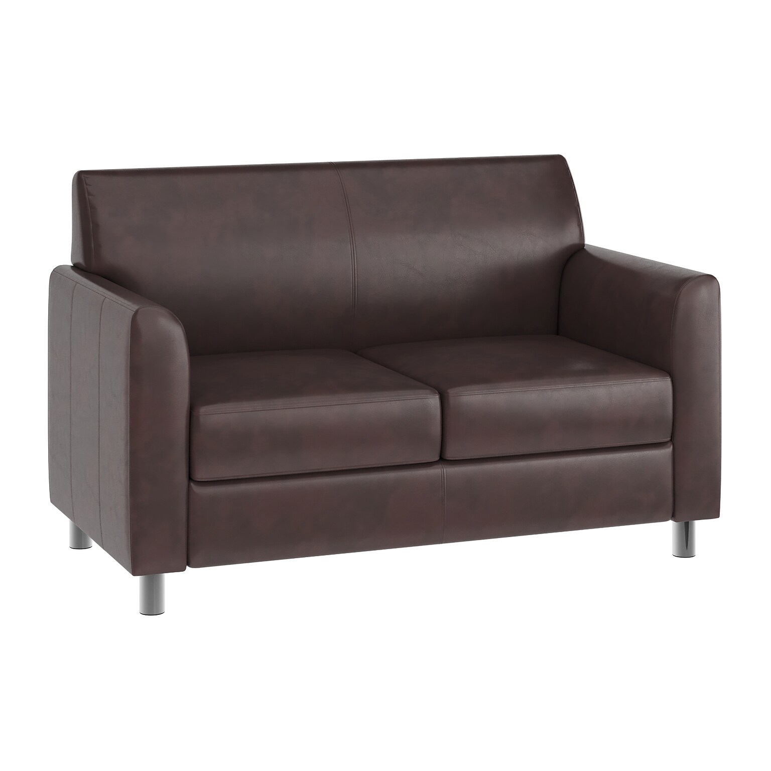 Flash Furniture Hercules Diplomat LeatherSoft Loveseat, Brown/Chrome Legs (BT8272BNCHR)