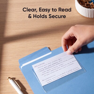 Smead® Self-Adhesive Poly Pockets, Index Card Size (5-5/16" W x 3-5/8" H), Clear, 100/Bx (68153)