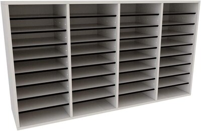 Adiroffice Wood White Adjustable 36 Compartment Literature Organizer (500-36-WHI)