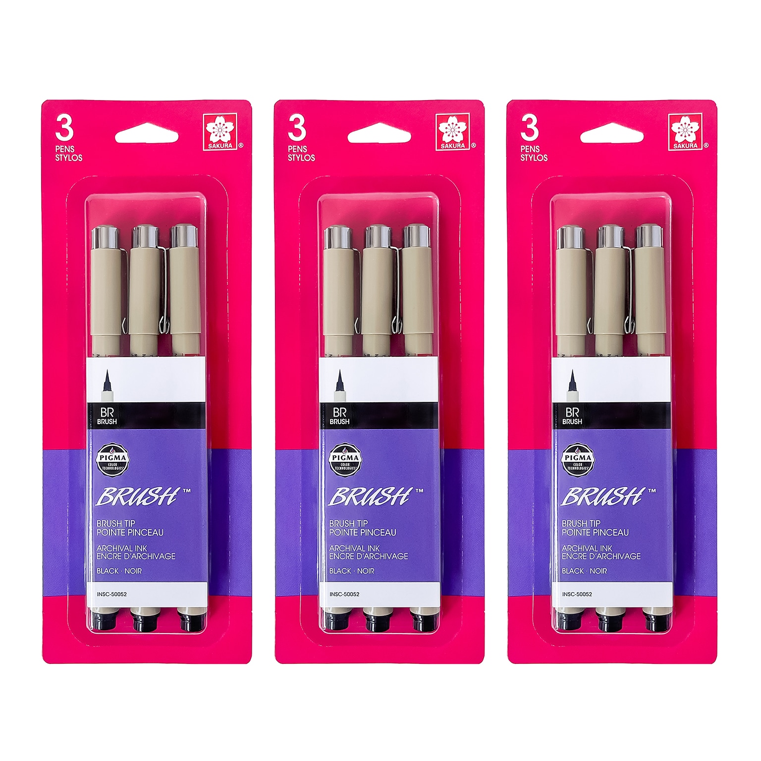 Sakura, Brush, Black Ink, 3/Bundle (SAK50052-3)