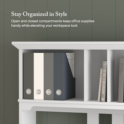 Bush Furniture Salinas 48"W Small Computer Desk with Hutch, Shiplap Gray/Pure White (MY72808-03)