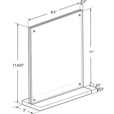 Azar Sign Holder, 8.5" x 11.625", Vertical, Table Top, Clear, Acrylic (104778)