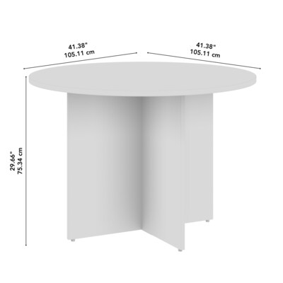 Bush Business Furniture 42W Round Conference Table with Wood Base, White (99TB42RWH)