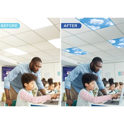 Teacher Created Resources Calming Covers Ceiling Light Filters, 2' x 4', Clouds, 4/Pack (TCR20140)