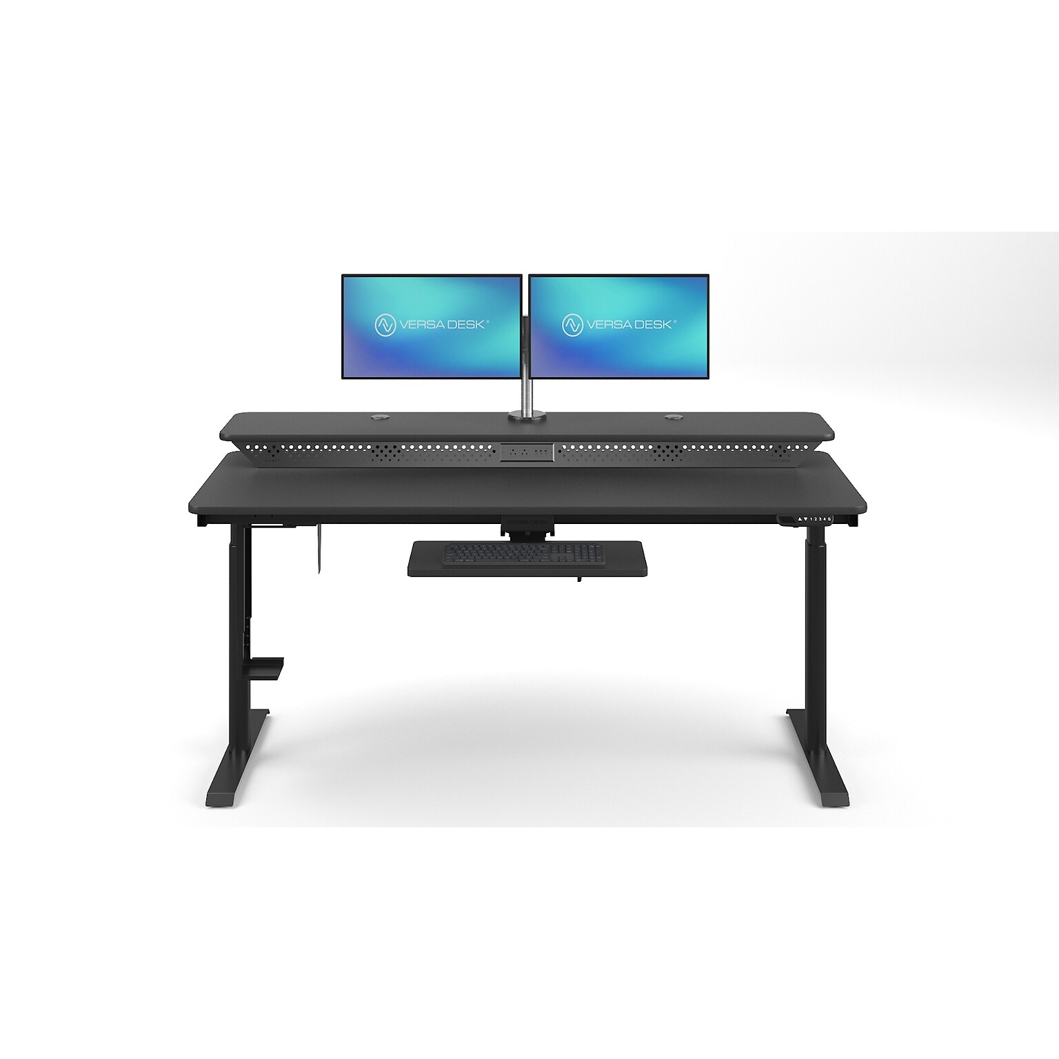 VersaDesk PowerLift Split-Level 72W Electric Rectangular Adjustable Standing Desk, Black (PL2SD7230-BB)