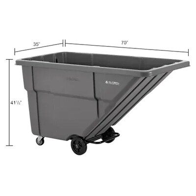 Global Industrial Standard Duty Plastic Tilt Truck, 1 Cu. Yd. Capacity, 1000 Lbs. Capacity, Gray (501600)