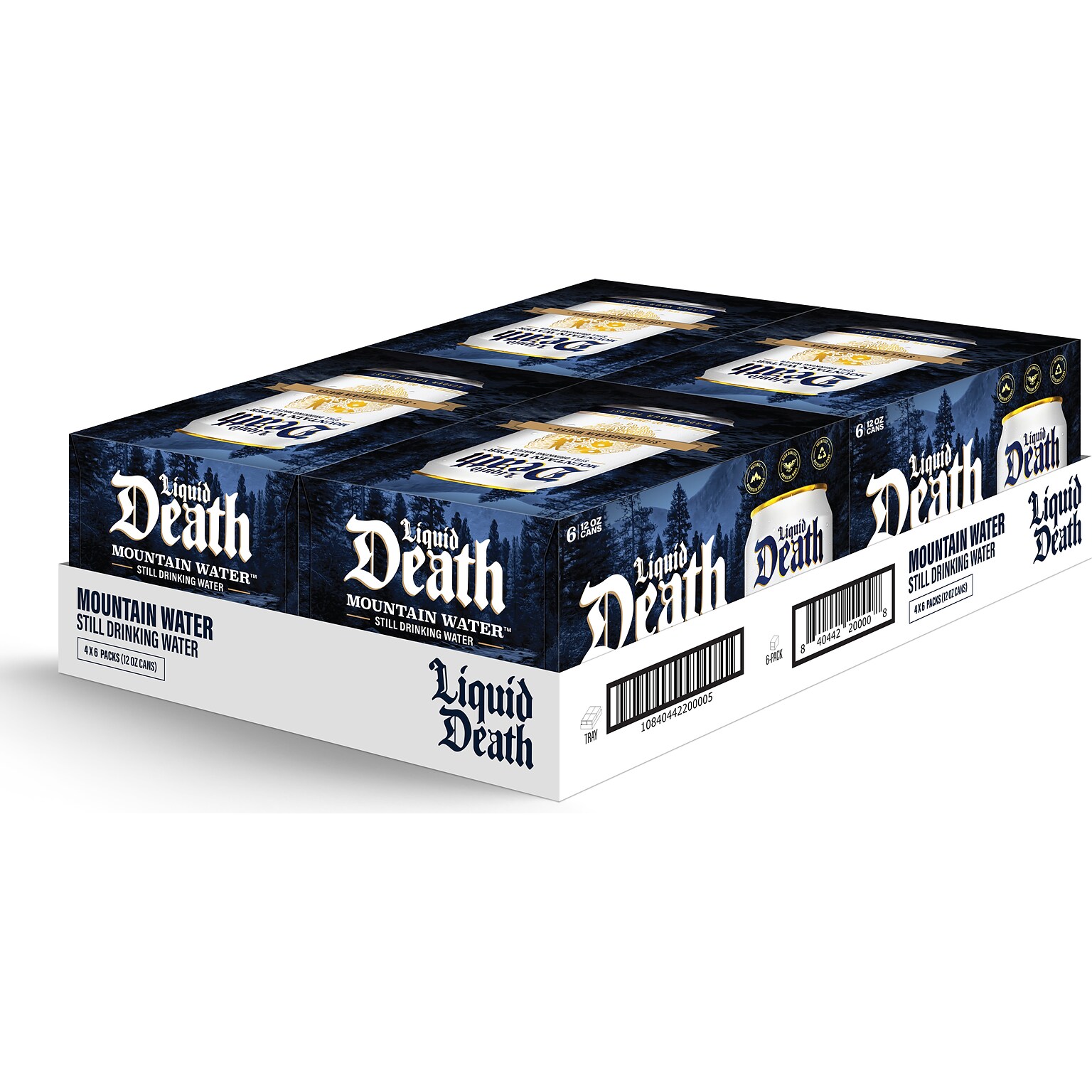 Liquid Death Mountain Water, 12 fl. oz., 6 Cans/Box, 4 Boxes/Carton (LD-12-4x6pk)