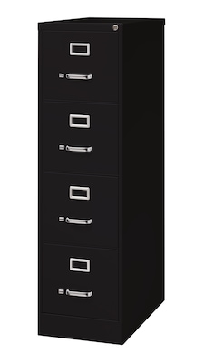 Hirsh Commercial 4-Drawer Vertical File Cabinet, Letter Size, Lockable, 52"H x 15"W x 26.5"D, Black (14105)