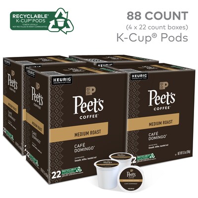Peets Coffee Cafe Domingo Coffee Keurig K-Cup Pod, Medium Roast, 88/Box (6543CT)