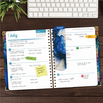 2026-2027 Excello Brands 8.5 x 11 Academic Weekly & Monthly Planner, Paperboard Cover, Dark Blue Marble (FSHN-AY26-8511-23)