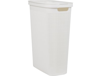 Mind Reader 10.57-Gallon Hamper with Lid, Plastic, White (40FABHAMP-WHT)