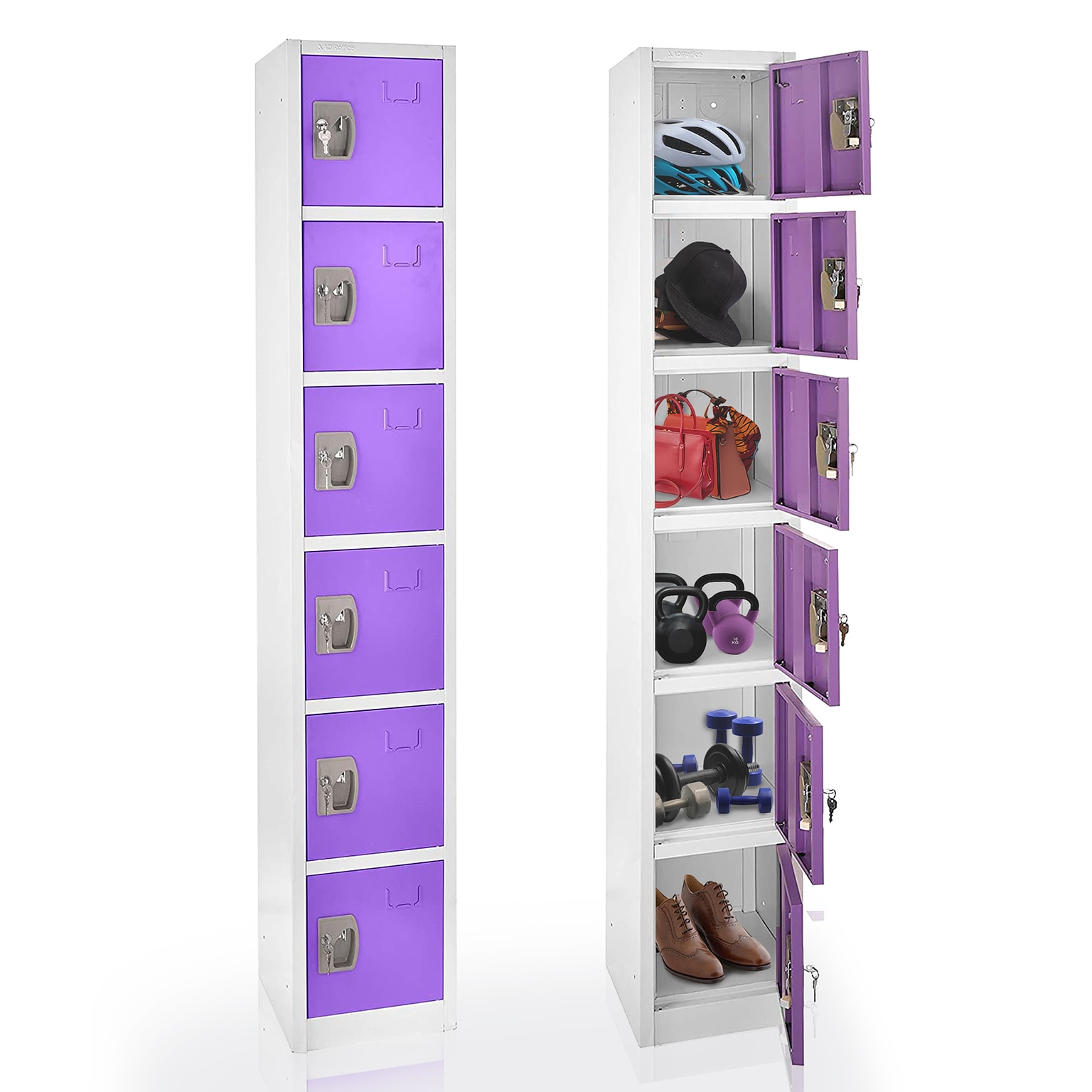 AdirOffice 72 6-Tier Key Lock Purple Steel Storage Locker (629-206-PUR)