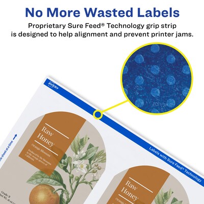 Avery Print-to-the-Edge Laser Arched Labels, 3-1/2" x 4-3/4", Textured White, 40 Labels/Pack (22826)