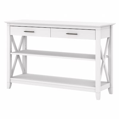 Bush Furniture Key West 47 x 16 Console Table with Drawers and Shelves, Pure White Oak (KWT248WT-0