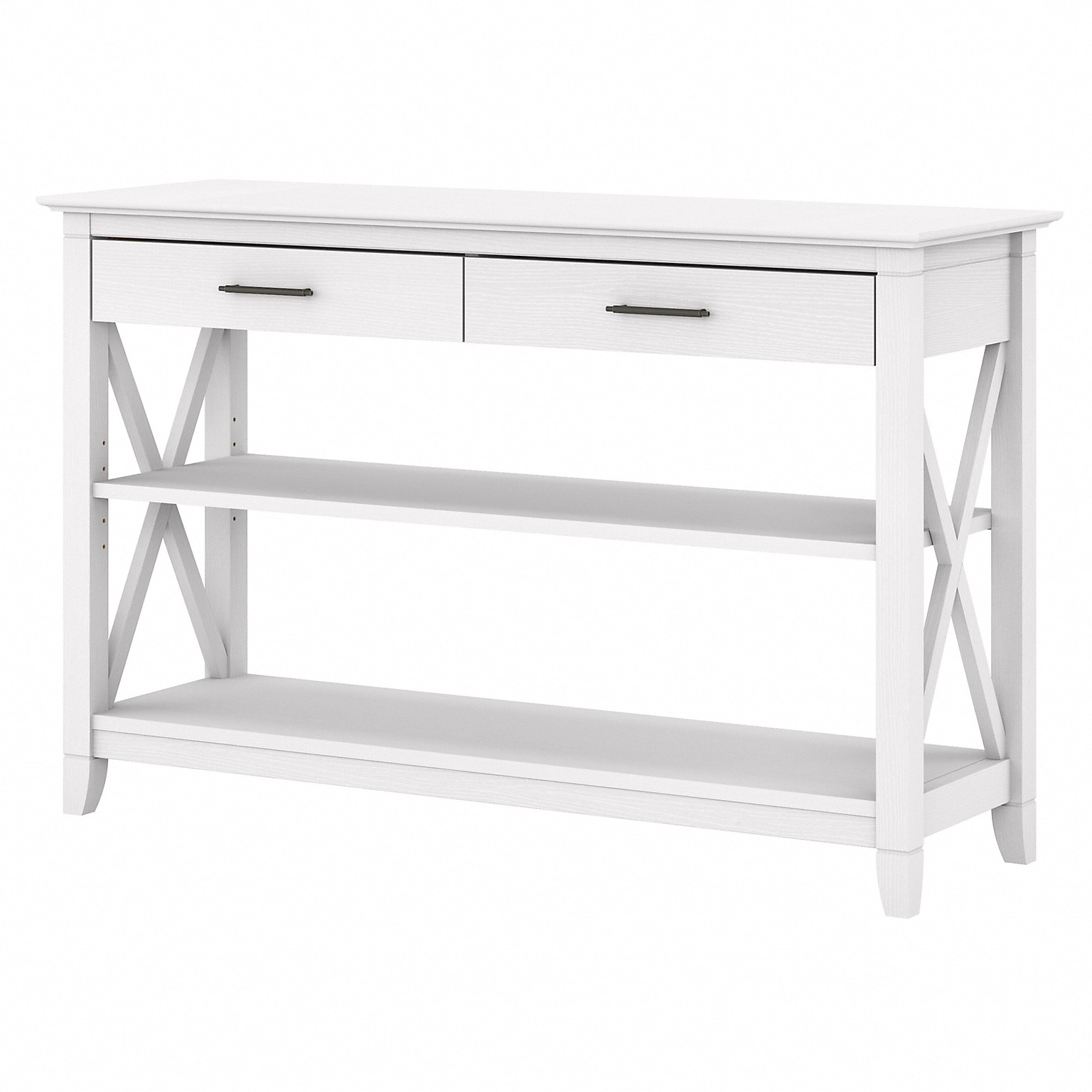 Bush Furniture Key West 47 x 16 Console Table with Drawers and Shelves, Pure White Oak (KWT248WT-03)