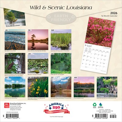 2026 BrownTrout Louisiana Wild & Scenic 12 x 12 Monthly Wall Calendar (9798330704408)