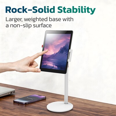 Purely Height Adjustable Phone and Tablet Stand with 360-Degree Rotating Base, White (PPSH119WH)