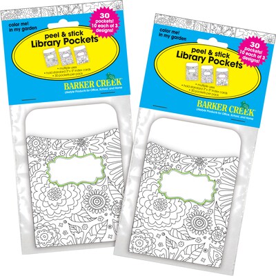Barker Creek Color Me Library Pockets, 5.125 x 3.5, 60/Set (BC3846)