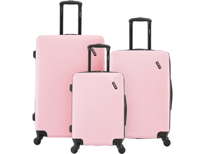 DUKAP Discovery 3-Piece Hardside Spinner Luggage Set, TSA Checkpoint Friendly, Pink (DKDISSML-PNK)