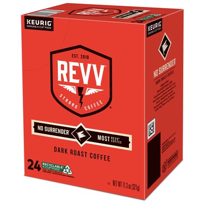 Revv Coffee No Surrender Coffee Keurig® K-Cup® Pods, Dark Roast, 24/Box (6873)