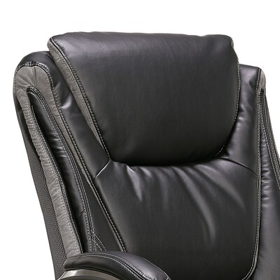 Serta Big & Tall Ergonomic Bonded Leather Swivel Executive Chair, Black/Silver (44951)