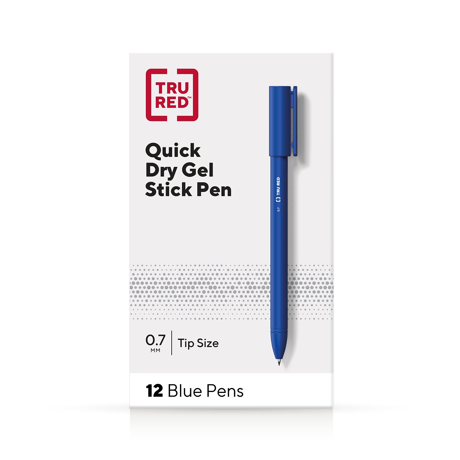 TRU RED™ Quick Dry Gel Pen, Medium Point, 0.7mm, Blue, Dozen (TR54481)