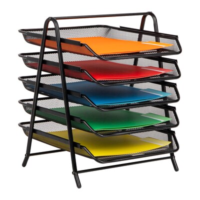 Mind Reader Metal Mesh Front Loading Stackable Letter Tray, Letter/Legal Size, Black (2CSTACK2-BLK)