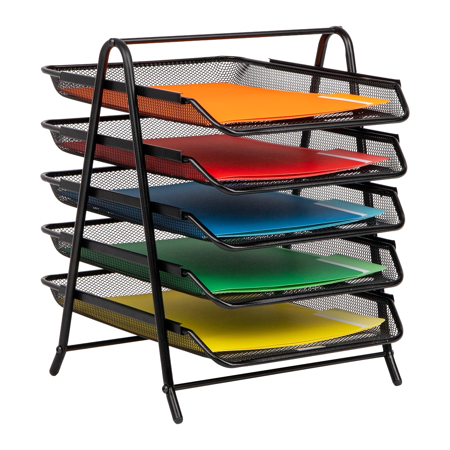 Mind Reader Metal Mesh Front Loading Stackable Letter Tray, Letter/Legal Size, Black (2CSTACK2-BLK)