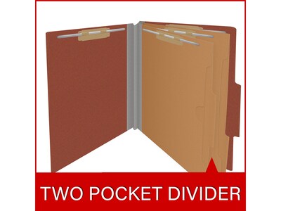 Medical Arts Press Pressboard Classification Folder, 2 Dividers, 2" Expansion, Letter Size, Red, 10/Box (DV-T42-26-3RED-PKT)