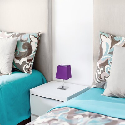 Creekwood Home Square Chrome 9.65" LED Table Lamp, Purple (CWT-1013-PR)