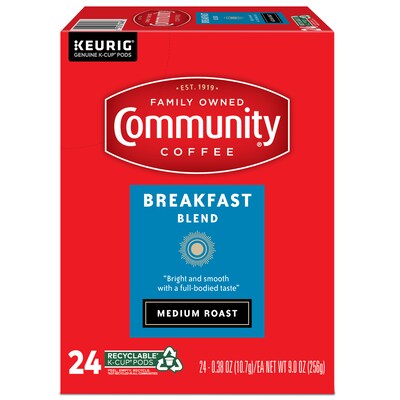 Community Coffee Breakfast Blend Coffee Keurig® K-Cup® Pods, Medium Roast, 24/Box (5000374324)