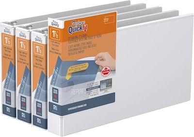 Davis Group QuickFit Heavy Duty 1 1/2 3-Ring Standard Binders, White, 4/Pack (95020L-04)