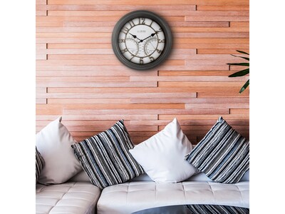 La Crosse Technology Indoor/Outdoor Silent Analog Quartz Wall Clock with Thermometer and Hygrometer, 19.7"Dia. (404-4450)