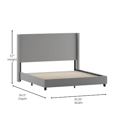 Flash Furniture Quinn Gray Upholstered Platform Bed with Headboard, King (YK1077GYK)