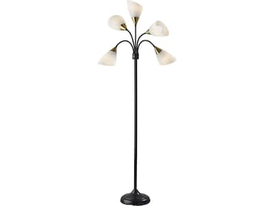 Simplee Adesso 5 Light 67 Matte Black/Antique Brass Floor Lamp with 5 Cone Shades (7205-01)