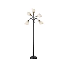 Simplee Adesso 5 Light 67 Matte Black/Antique Brass Floor Lamp with 5 Cone Shades (7205-01)