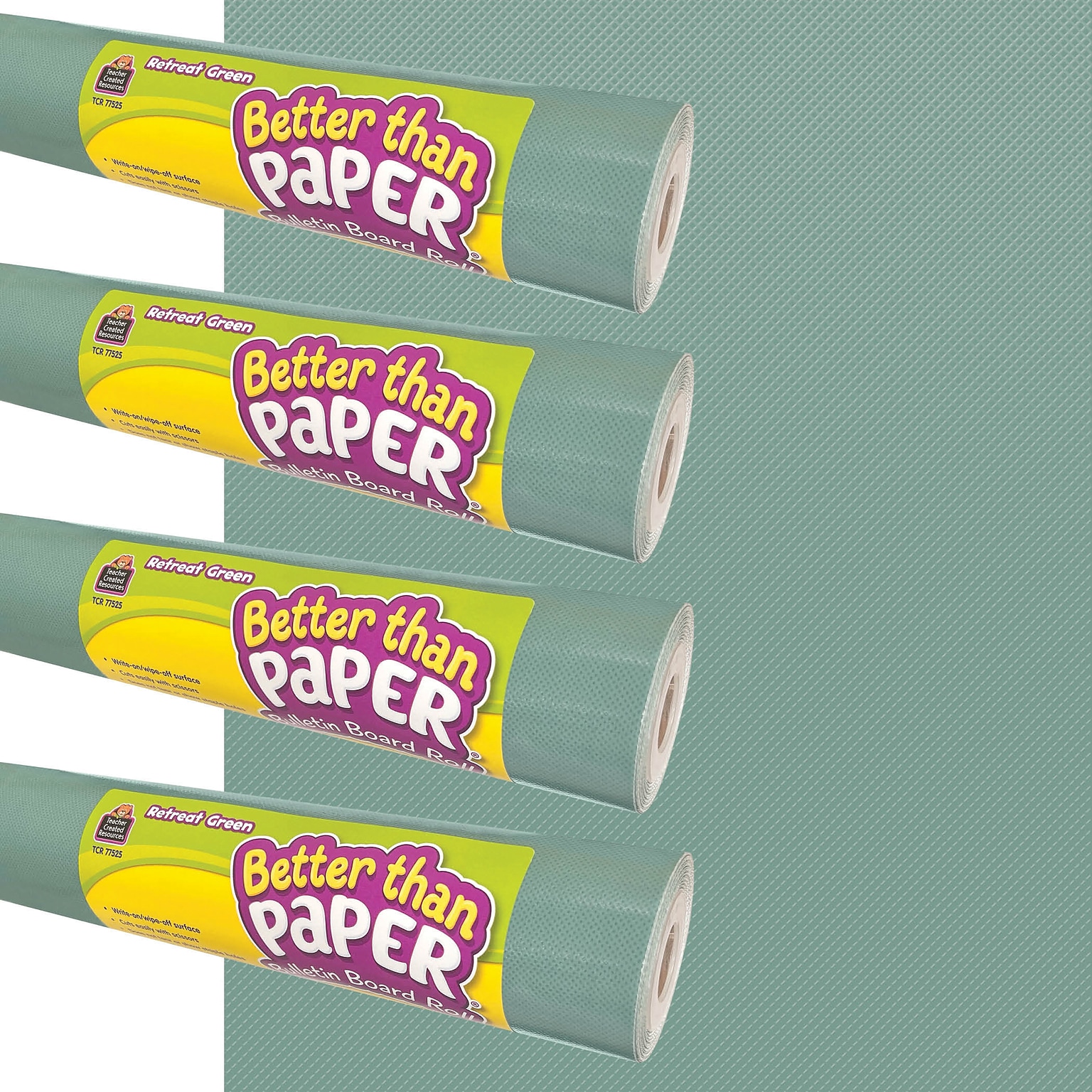 Teacher Created Resources Better Than Paper Bulletin Board Paper Roll, 4 x 12, Retreat Green, 4/Pack (TCR32476)