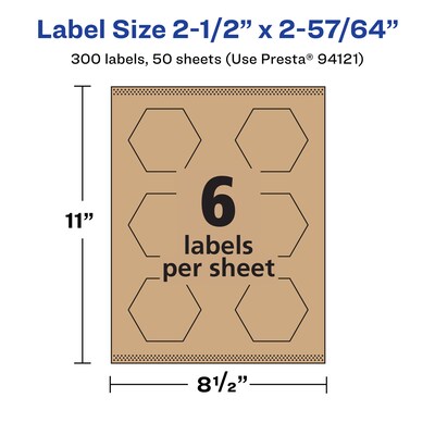 Avery Laser/Inkjet Decorative Edge Multipurpose Labels, 2-1/2" x 2-57/64", Kraft Brown, 300 Labels/Box ( 94121)