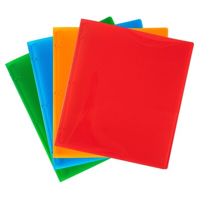 JAM Paper 1/2" 3-Ring Flexible Poly Binders, Assorted Colors, 4/Pack (PB75237ASSRT)