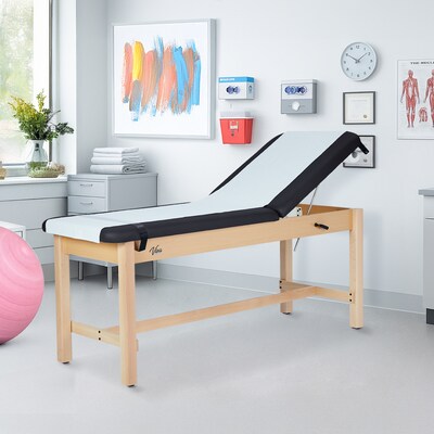 Aristo Wood Physician Exam Table with Adjustable Backrest, Paper Cutter, and Holder, 500lbs. Capacity, Black (ADI996-HBF-BLK)