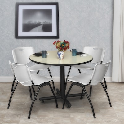 Regency 42-inch Round Laminate Maple Table with 4 M Stacker Chairs, Gray (TKB42RNDPL47GY)