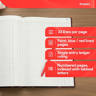 Staples Ledger Book, Black, 150 Sheets/Book (217679)