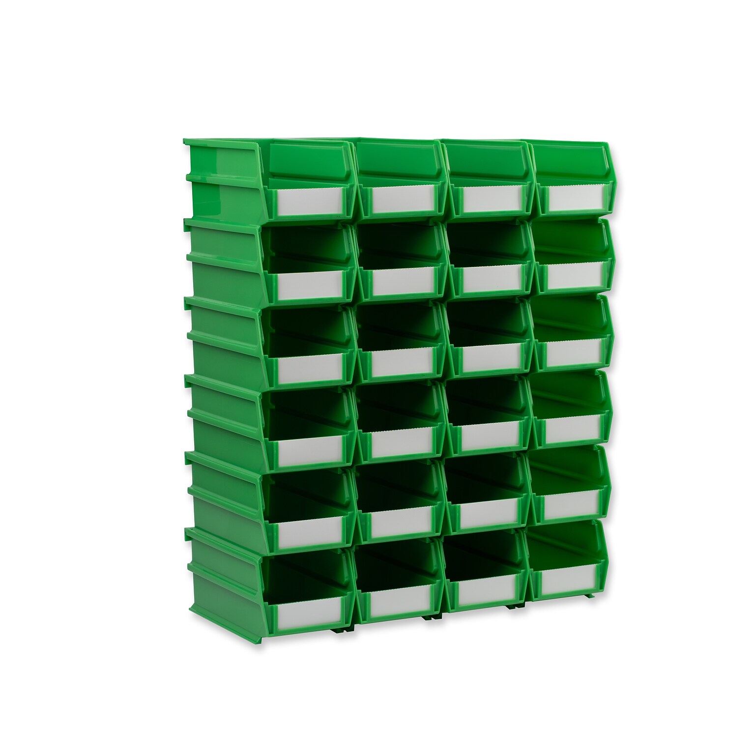 Triton Products LocBin Medium Stackable Plastic Storage Bin, 3 x 4.125x 7.375, 1.58 Qt., Green, 24/Pack (3-220GRN)