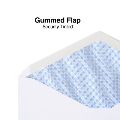 Staples® Gummed Security Tint #10 Envelope; 4-1/8" x 9-1/2", White, 500/Box (200519/19260)