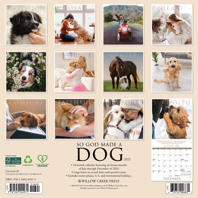 2025 Willow Creek So God Made a Dog 12 x 12 Monthly Wall Calendar (44971)