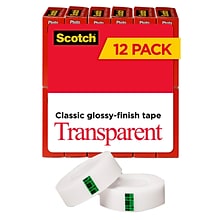 Scotch® Transparent Tape Refill, 3/4 x 27.77 yds.,  12 Rolls (600K12)