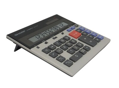 Sharp QS-2130 12-Digit Battery/Solar Powered Financial Calculator, Gray (QS2130)