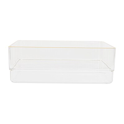 Martha Stewart Kerry Plastic Stackable Office Desk Drawer Organizer, Clear/Gold, 4/Set (BEPB9049G4CGD)