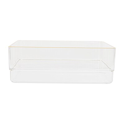 Martha Stewart Kerry Plastic Stackable Office Desk Drawer Organizer, Clear/Gold, 4/Set (BEPB9049G4CGD)